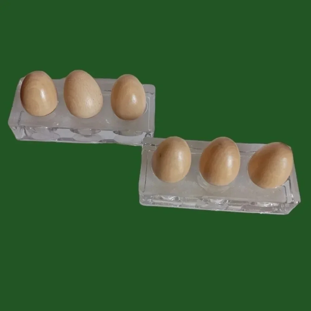 Chicken eggspression faces on wooden background set of 6